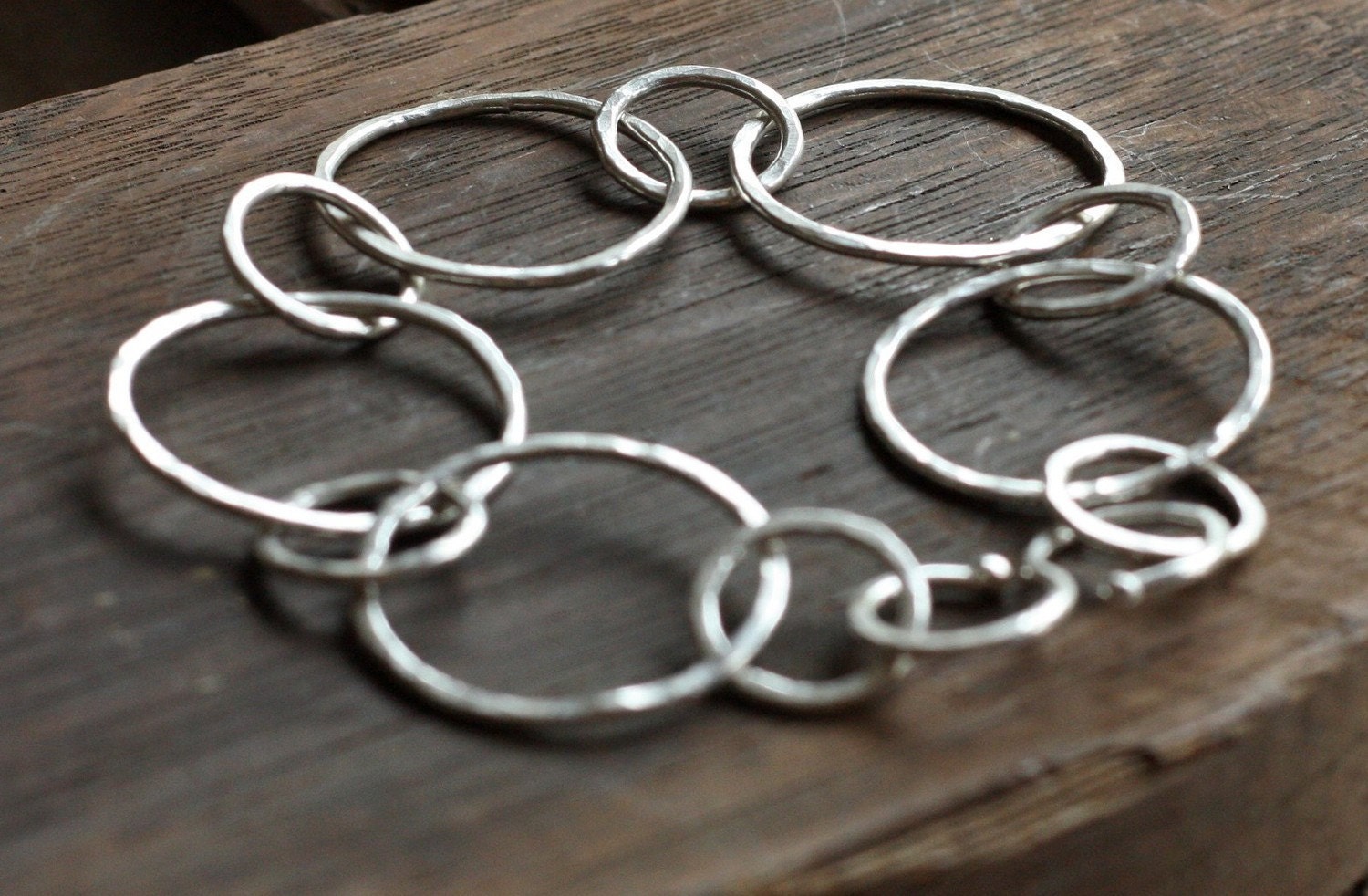 recycled fine silver bracelet- the circles
