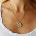 small oxidized recycled silver disk and gold earrings- the luna mini