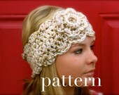 crochet chunky headwarmer with flower - PATTERN ONLY