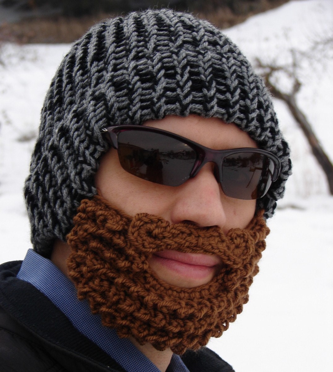 lumberjack beard hat - black and gray