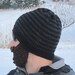 beard beanie - black and charcoal striped L/XL