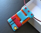 Abstract Hand-Made Modern Fused Glass Necklace