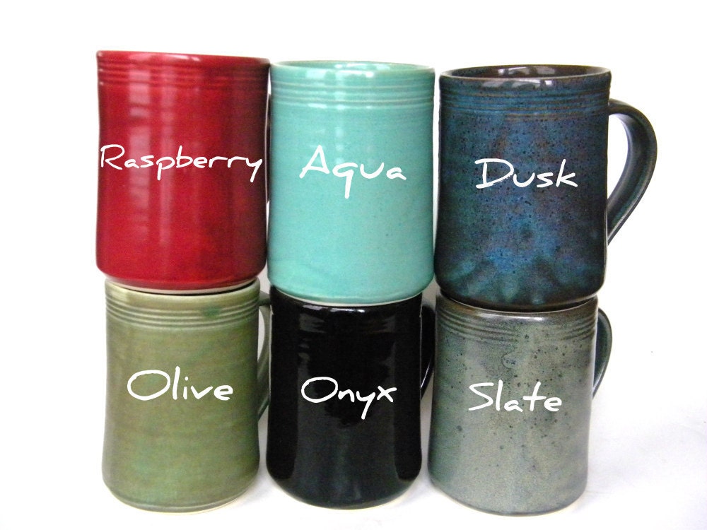 Set of 4 -16 oz Handmade Ceramic Mugs -- Slate Grey -- Hand crafted pottery for tea, cocoa or coffee