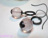 Pink, Rose Quartz Earrings w Brass - Audrey