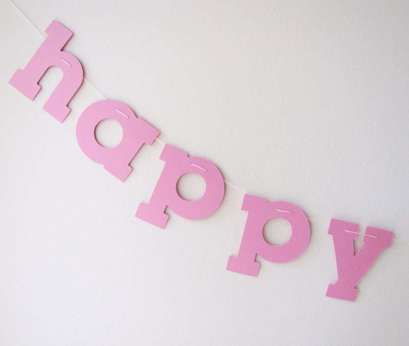 Happy Birthday garland - musk pink