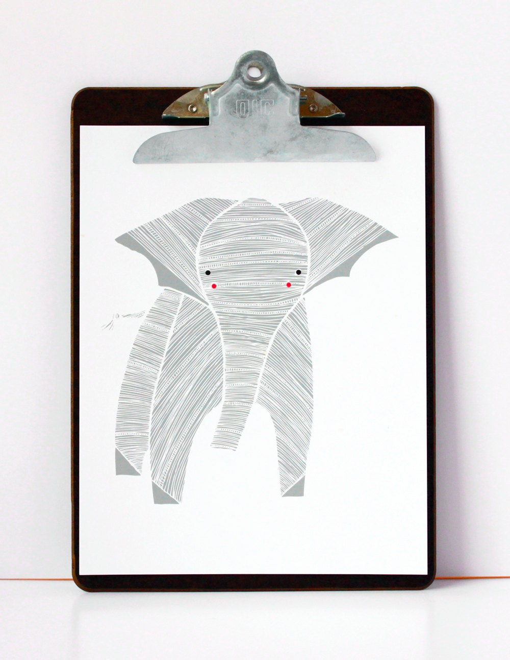 Elly Elephant Illustration - Safari Collection, Nursery Art, Kids Wall Art - Free US Shipping
