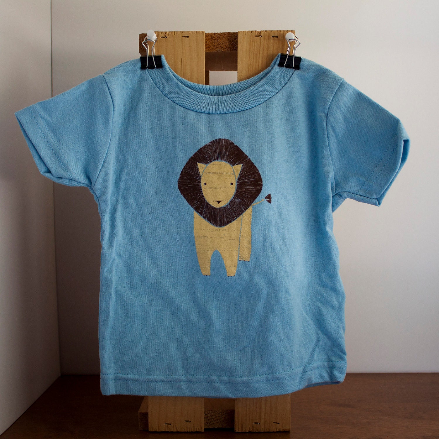 Screen Printed Lion Shirt - 12 Month on Light Blue Prototype