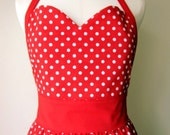 Sweetheart Apron in Red Dots with Personalization