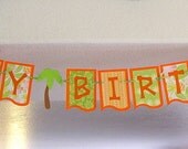 Tropical Hawaiian Palm Tree Luau HAPPY BIRTHDAY Banner/Garland, aloha, party, decoration