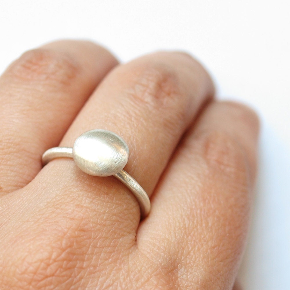 drop eco pebble sterling silver ring
