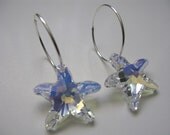 Swarovski Starfish Large Cryatal Sterling Silver Earrings - by timA - Ready to Ship
