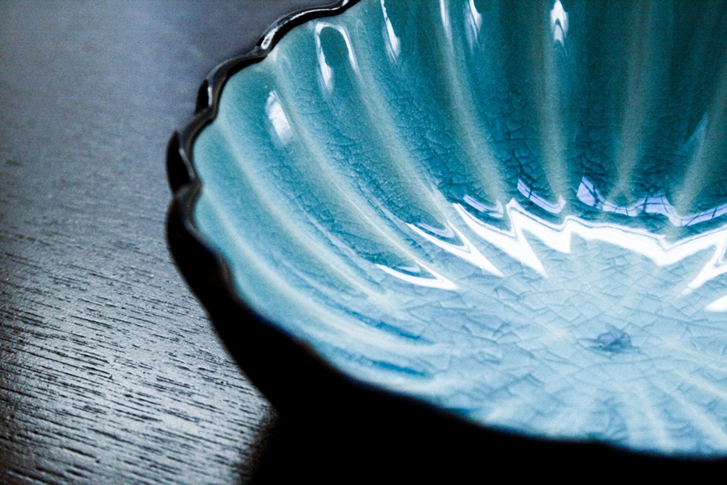 50% OFF SALE - Photograph of Pretty Scalloped Blue Bowl - 11x14
