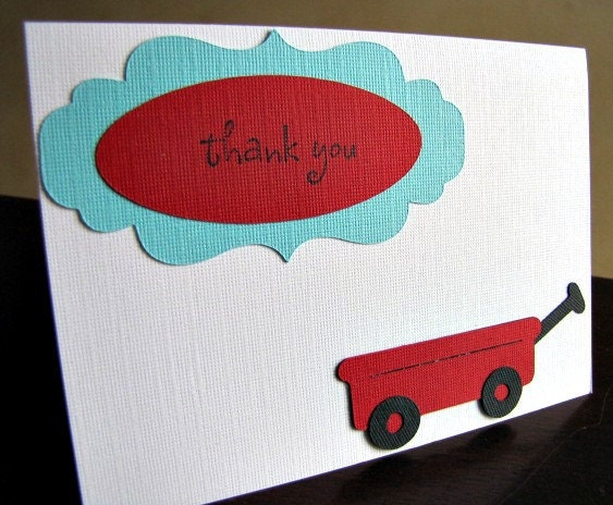 Little Red Wagon Party - Thank You Card