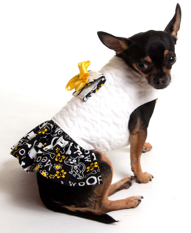 Quilted Dog Coat Jacket with attached pocket and matching ruffled skirt