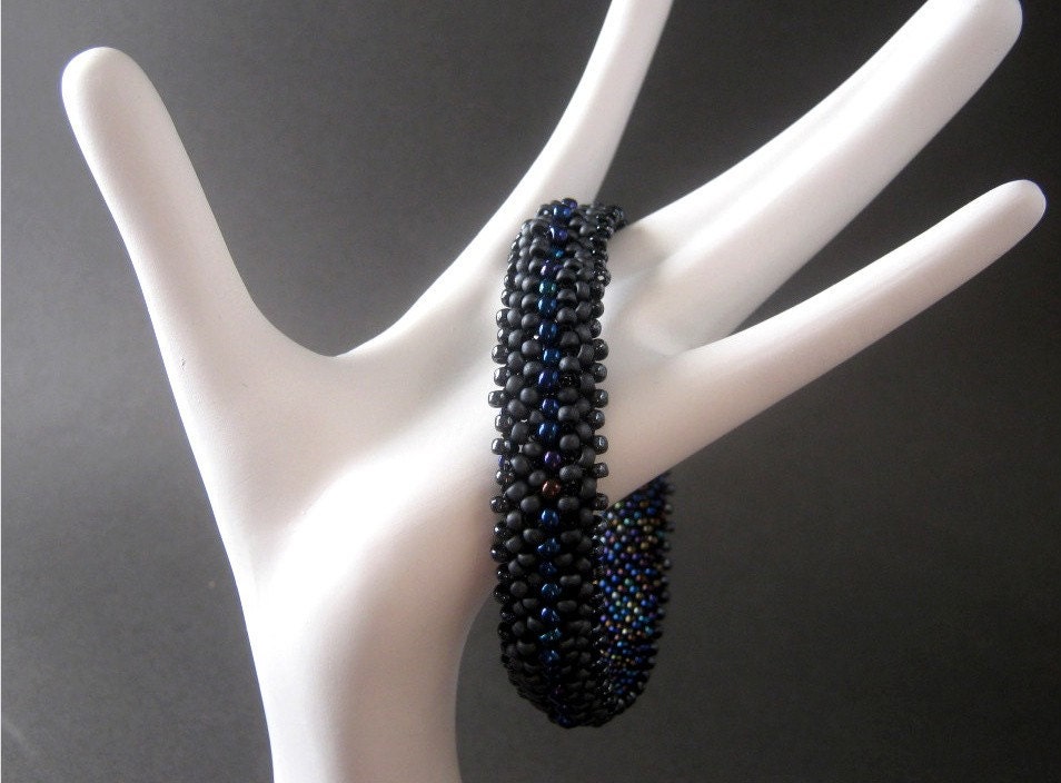 The Basilisk Purplish Beadwork Bangle