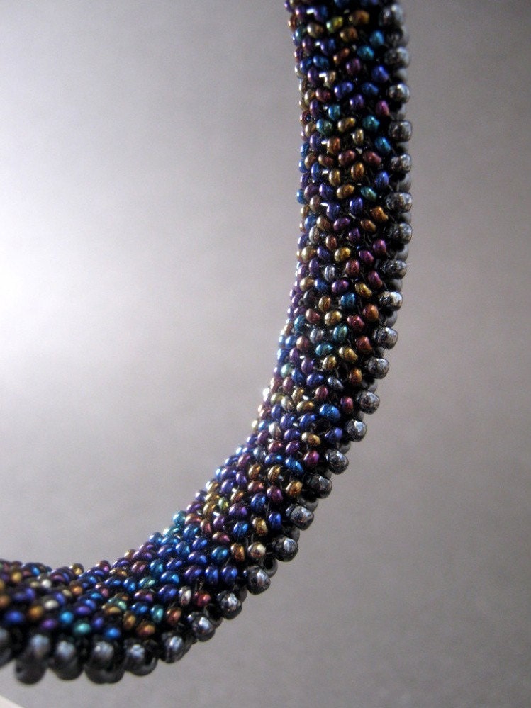 The Basilisk Purplish Beadwork Bangle