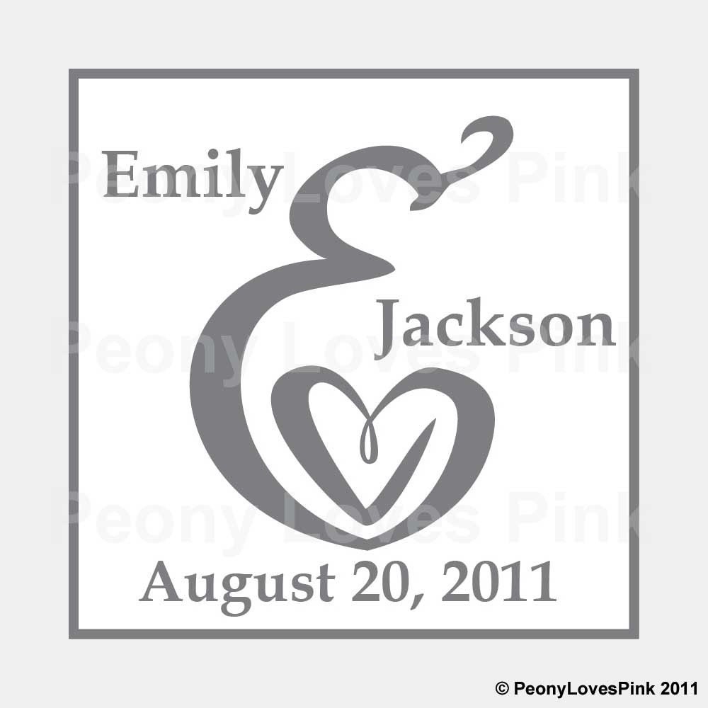 Ampersand Heart Self Inking Stamp Wedding Save the Date 1 5/8 inch