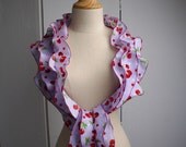 NEW - Spring 2010 - Cotton wrap or scarf in light purple with cherry print