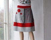 NEW - Knit cotton skirt in red, black and grey
