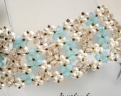 Beadwork Bracelet Beadwoven Crystal Lace Beaded Beadweaving Jewelry