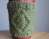 Sage Green Knit Cup Cozy Diamond Cable Coffee Cup Cozy Knit Coffee Sleeve