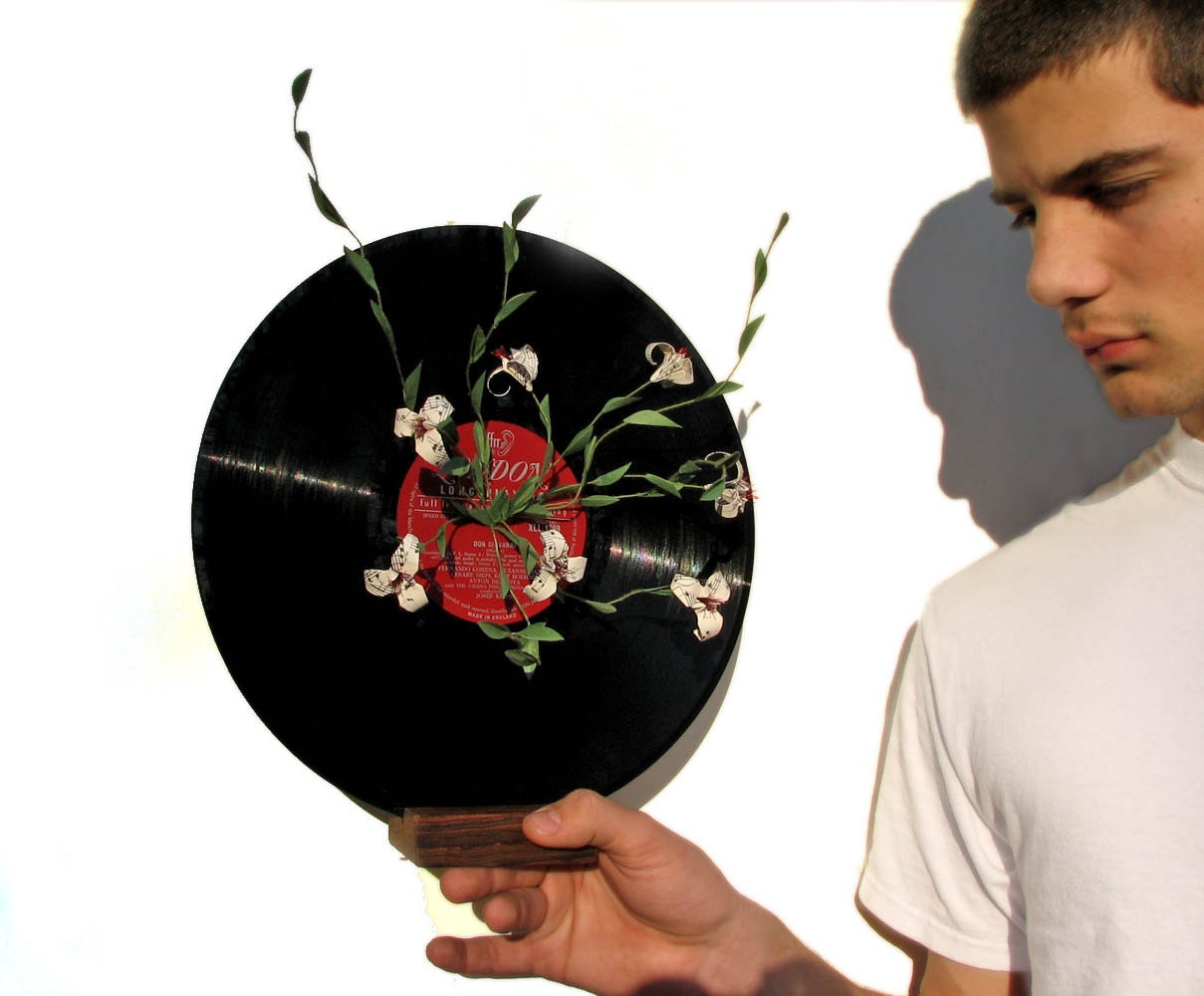Let's Hear It Once More For The Record - Romantic Music Sheet Origami Flower Sculpture by PaperDisciple
