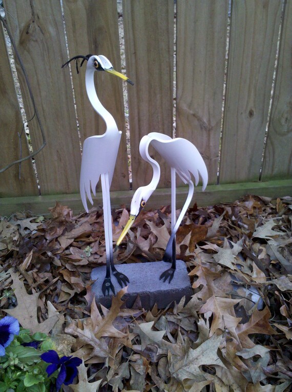 White Egret Duo PVC Bird by dadelight on Etsy