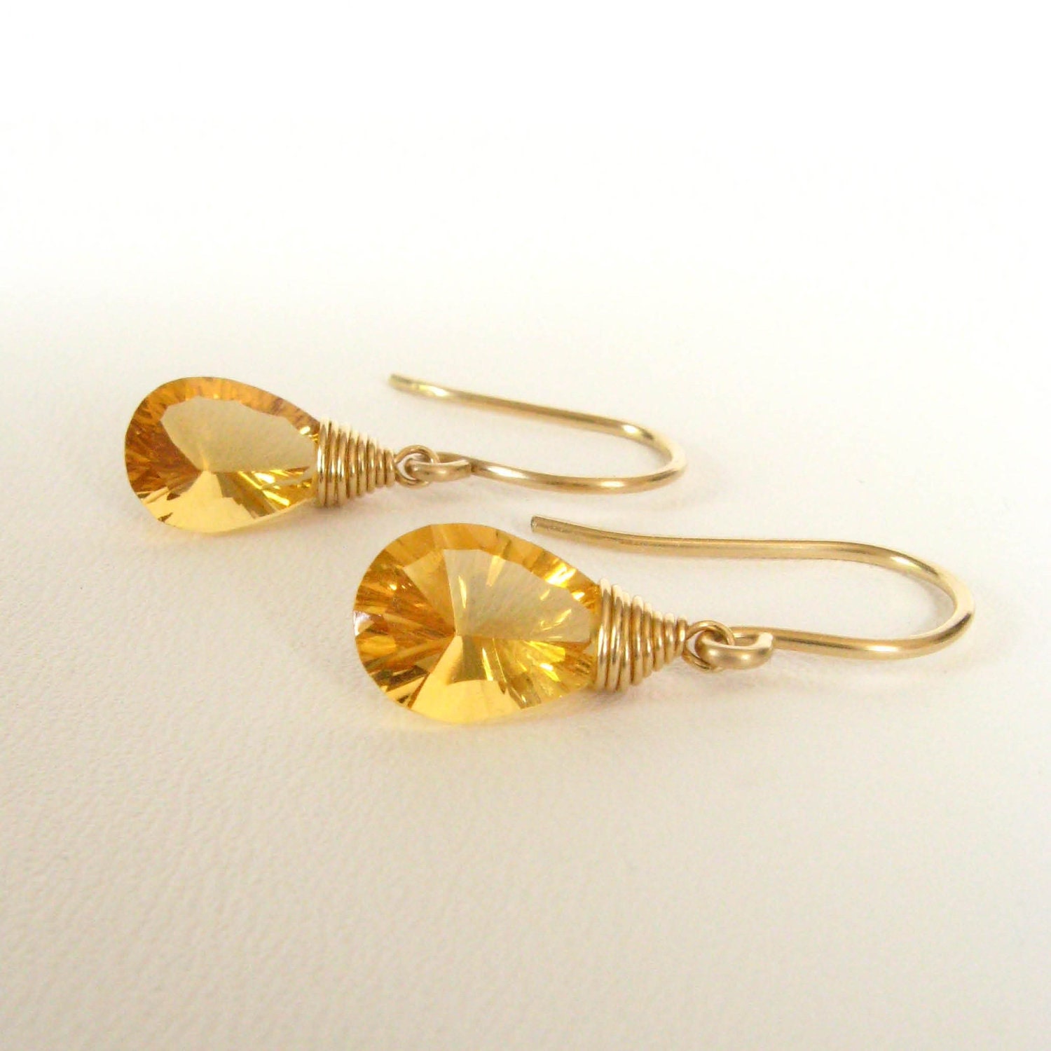 A Touch of Sunshine Concave Cut Citrine Earrings