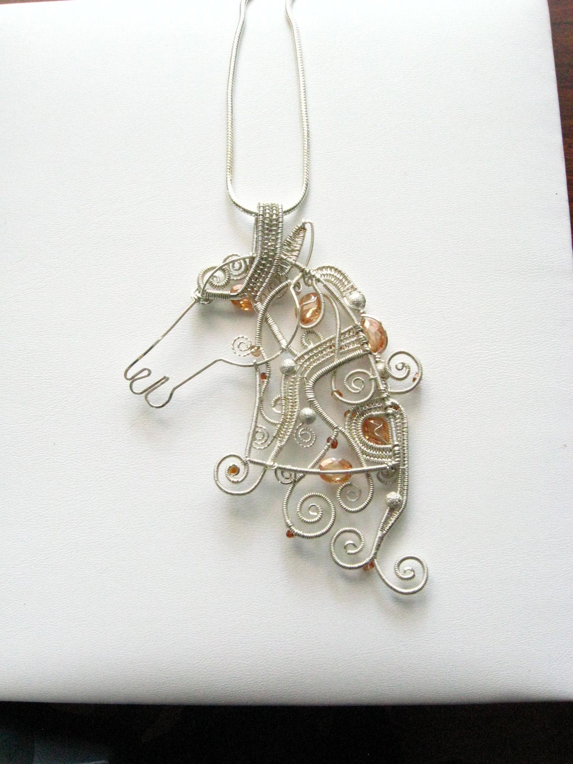 Horse Pendant Sapphire, Zircon, and Sterling Silver