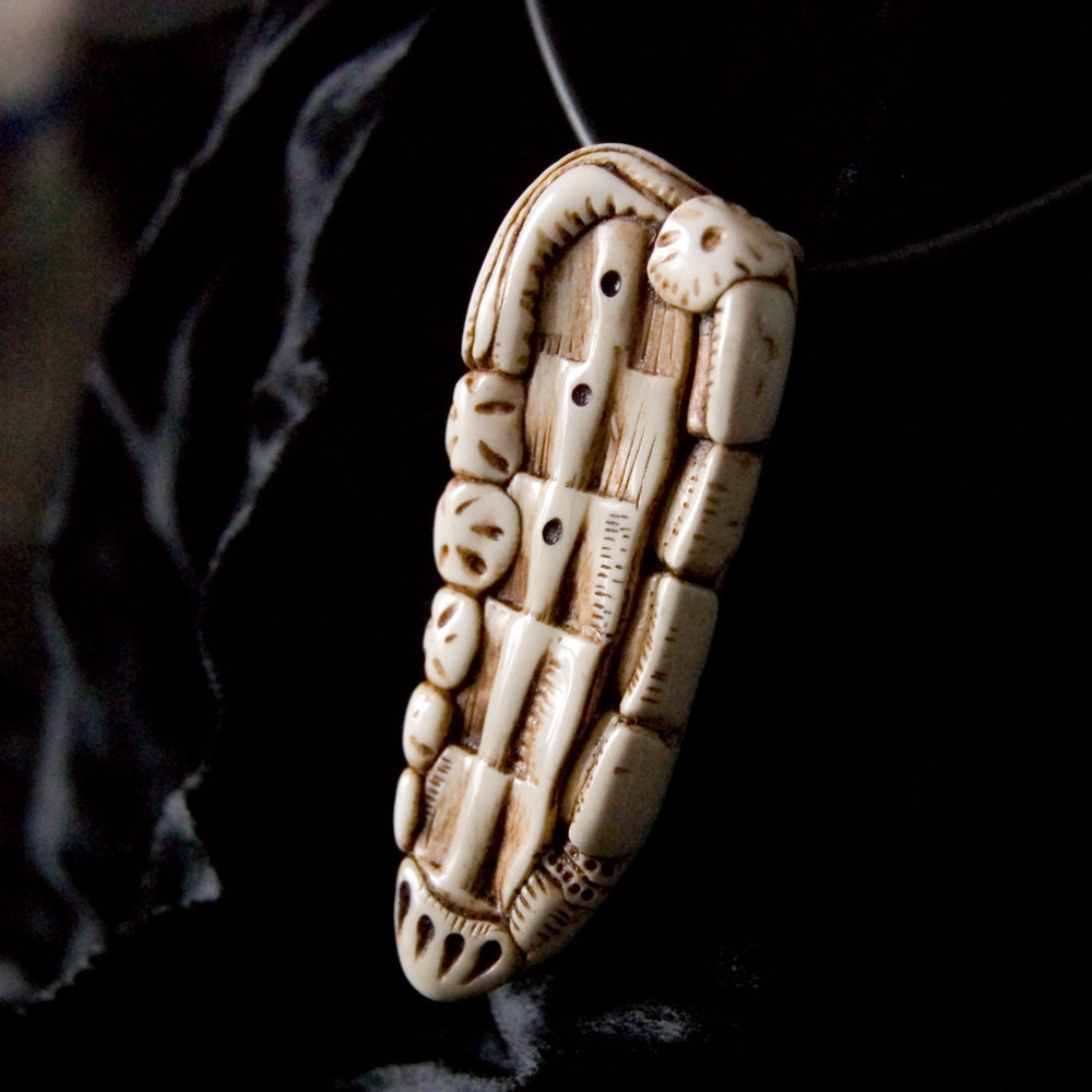 faux carved ivory pendant-- Ocean Bone 2
