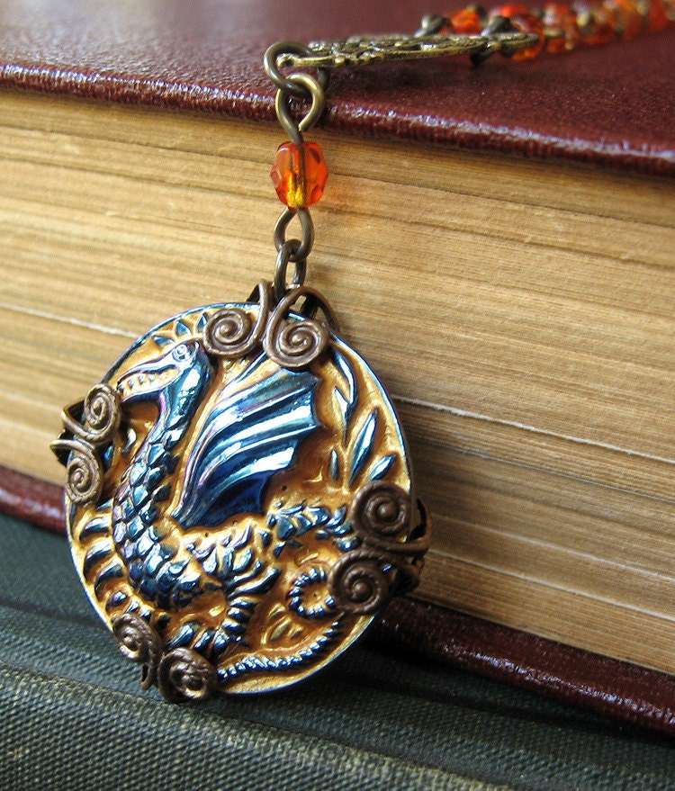 Thevetat - Blue gold dragon necklace - Elysia