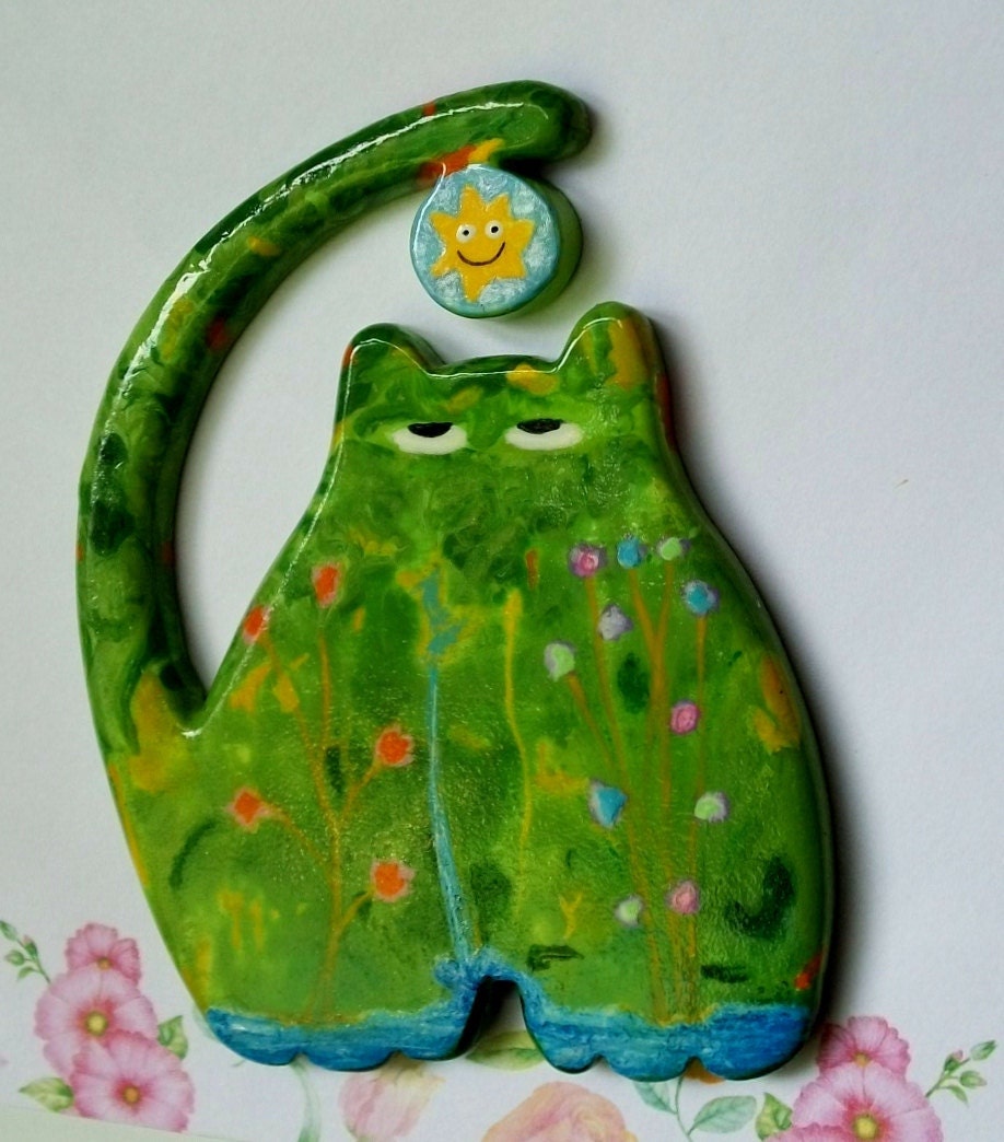 Fridge Magnet - Field of Flowers Fat Cat