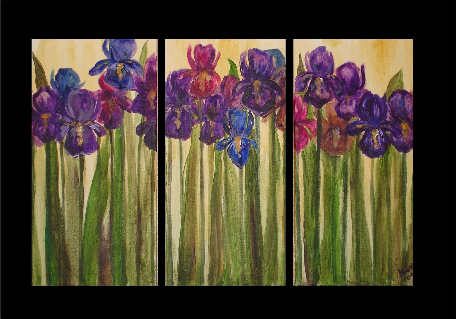 Field of Iris Triptych Commission by Kristen Dougherty