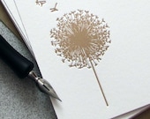 Dandelion Letterpress Stationery Set - Dandelion Note Card Set - Tan, Taupe, Beige, Khaki, Spring Flower, Summer Fall - 10 pack (NDD3) - sweetharvey