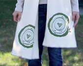 Cream neck scarf, Jersey Scarf, Cotton jersey knit, Wood Grain Tree Bark Screen print - Woodgrain, Cream, Ivory, Green (SC05)