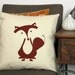 Fox Cotton Pillow Cover, Decorative Slip Cover, Autumn Sitting Fox Screenprint - Rust Orange, Toile Pattern Fabric (PCFX1)