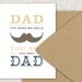 Mustache Fathers Day Card, Western Typography - Folded Greeting Card, Cream, Ivory, Yellow - Single Folded Card