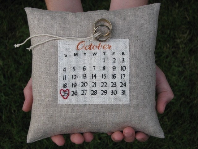 a custom calendar ring pillow... choose your date