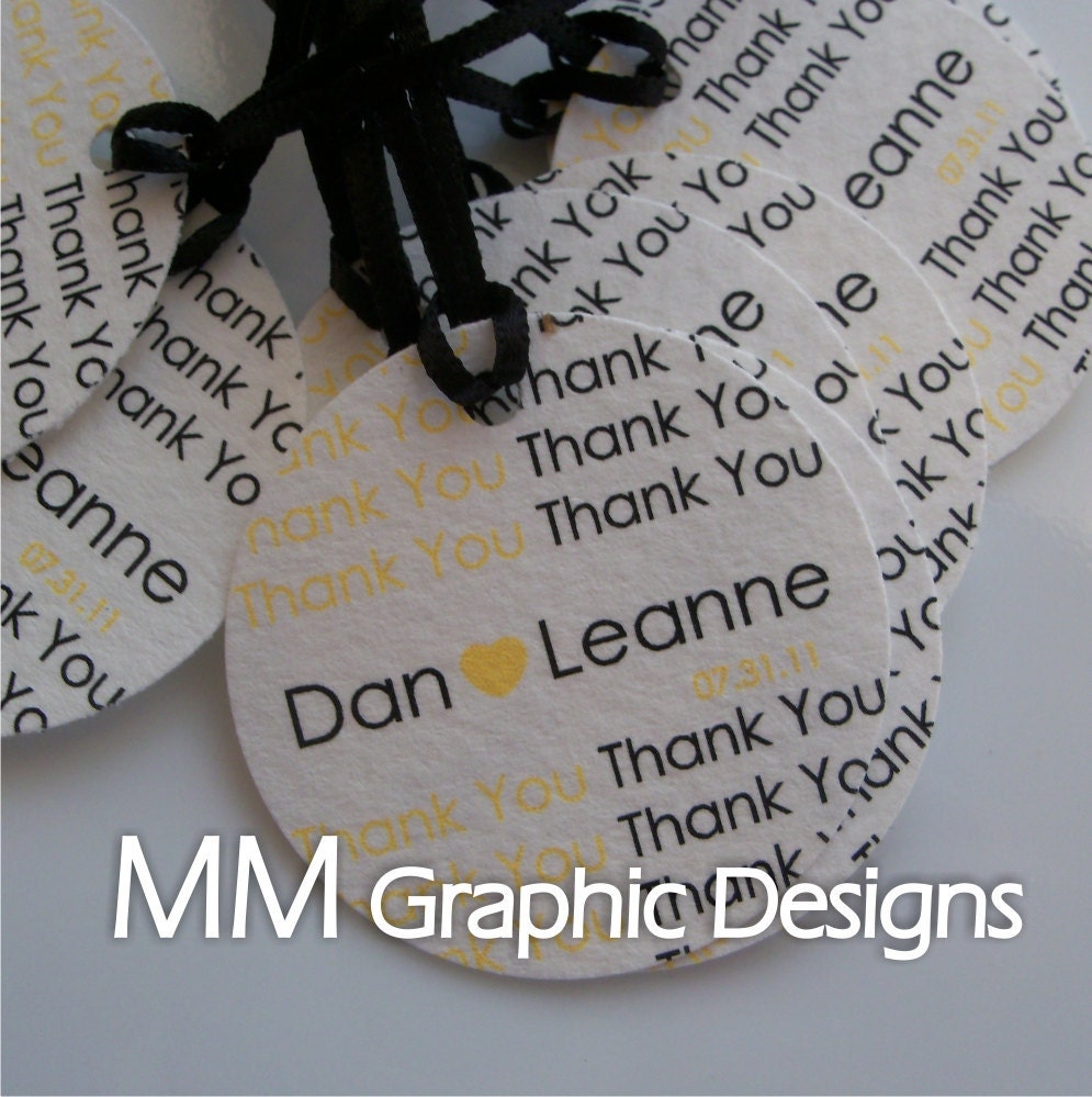 Personalized 1.5inch Thank you Circle Tags - Set of 120 - Weddings - Baby Shower - Birthday - Bridal Shower