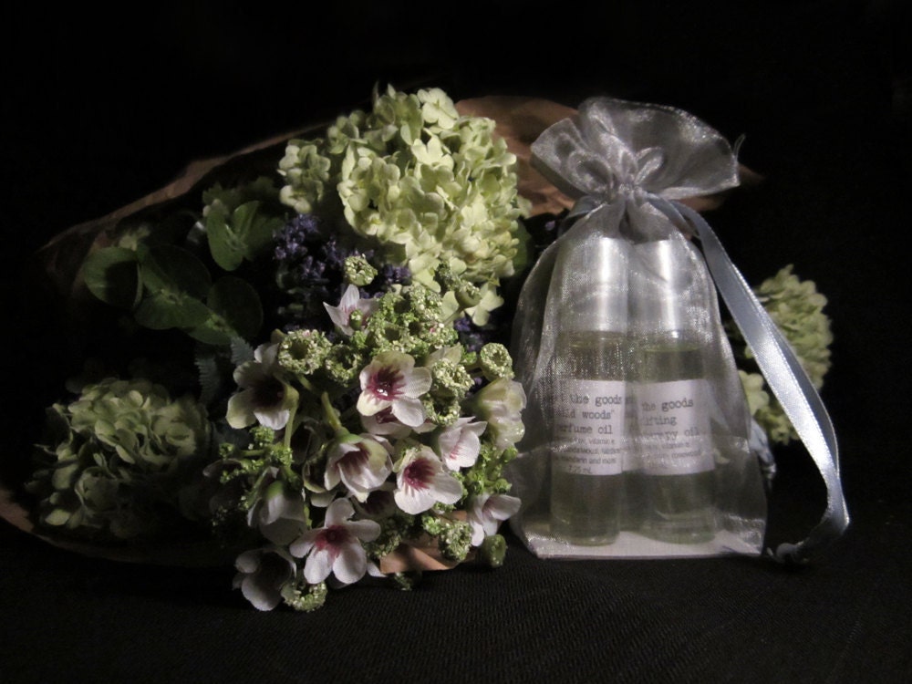 Any three vegan perfume or aromatherapy oils presented in a lovely organza gift bag - an Etsy only special price