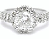 1.59ctw round cut prong set diamond engagement ring 14k white gold