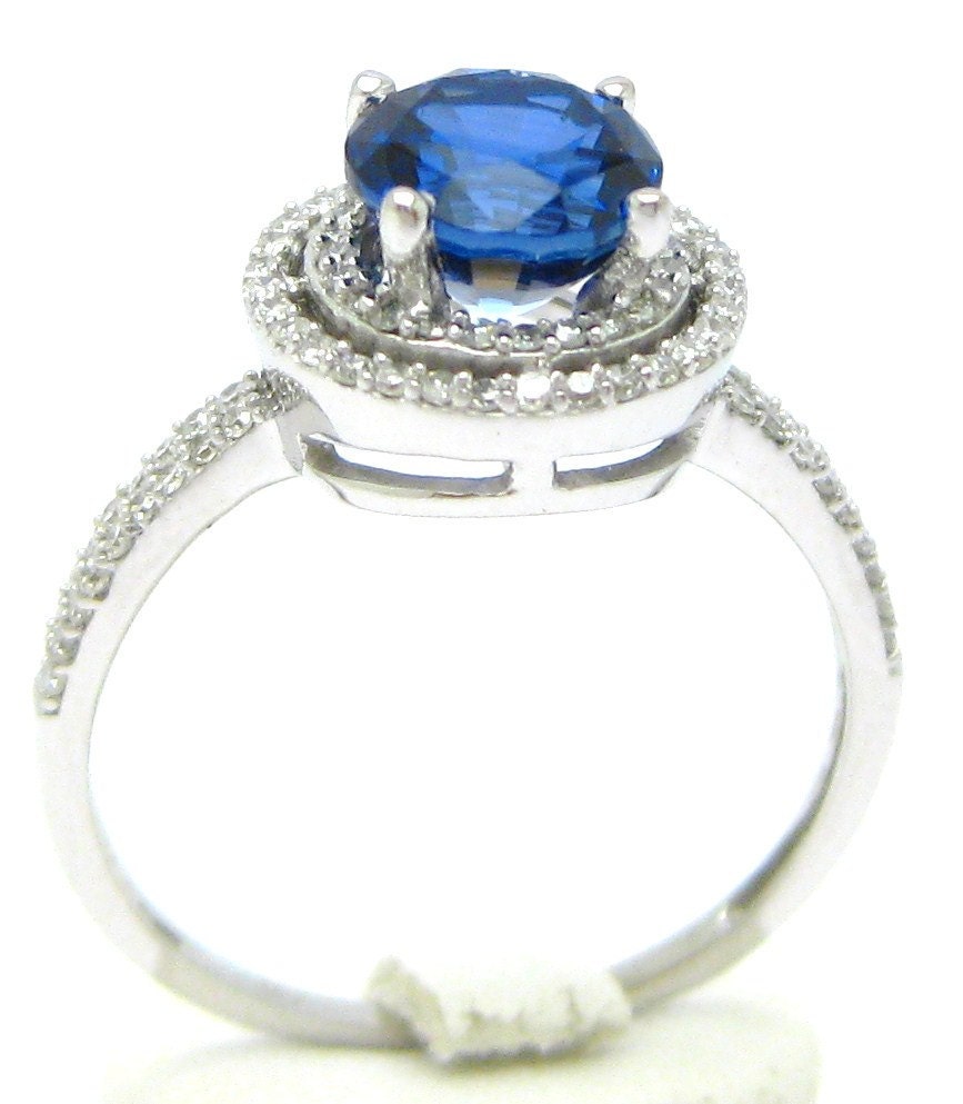 2.33tw ROUND cut medium blue SAPPHIRE & Diamonds engagement ring SA1800