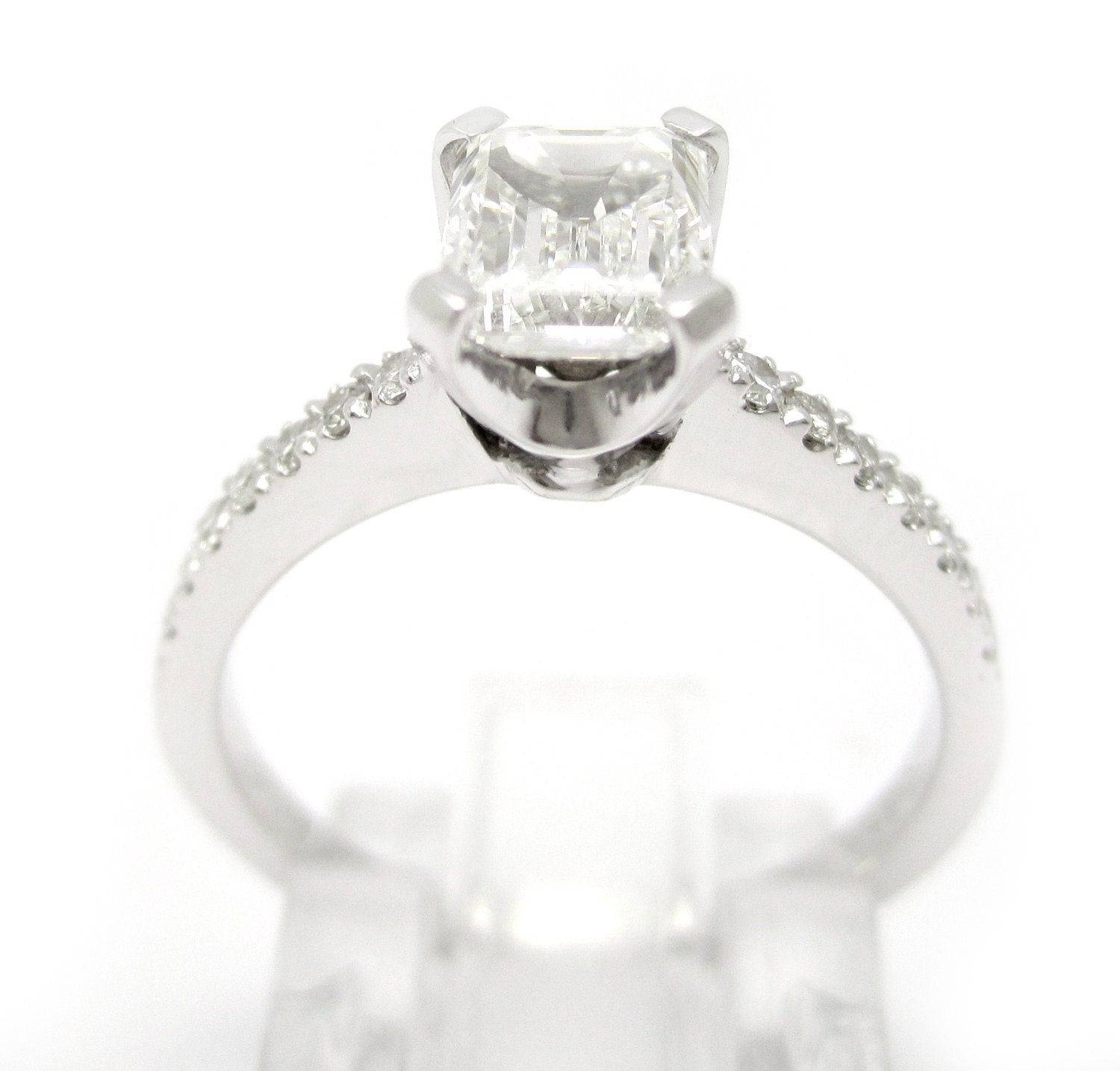 1.40ctw EMERALD cut novo inspired diamond engagement ring and matching wedding band