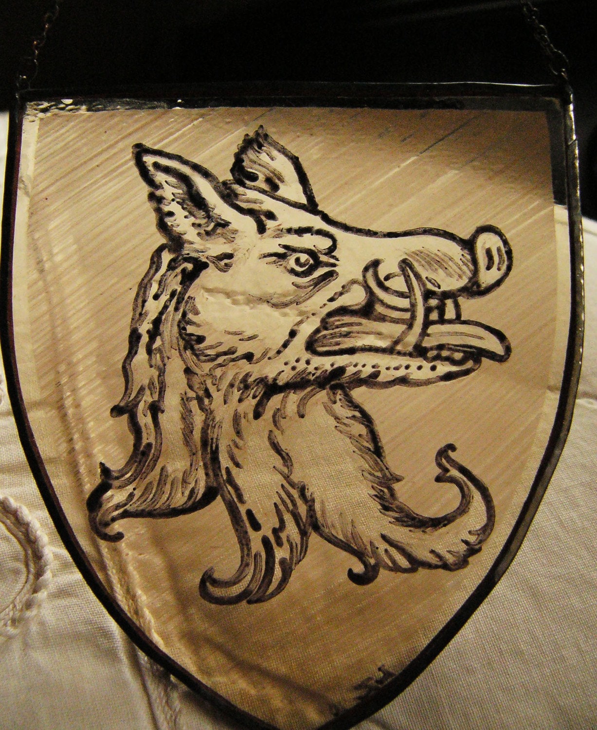 Items similar to Fierce Wild Boar, Heraldic Crest. Handpainted