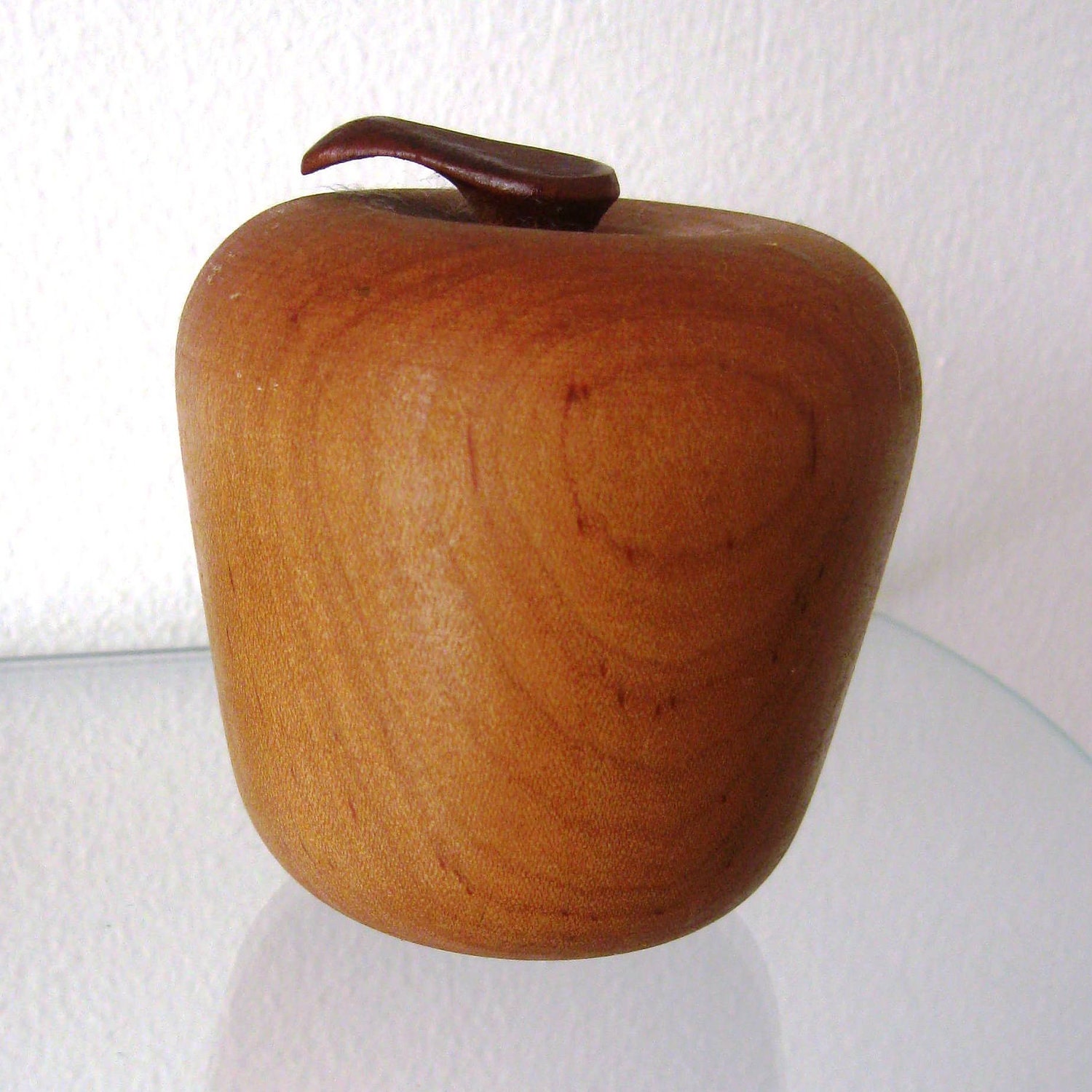 Vintage Wooden Apple Hand Turned Carved Hardwood Handmade