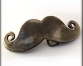 Handlebar Mustache Belt Buckle by WATTO Distinctive Metal Wear- Handmade Distressed Metal  Belt Buckle