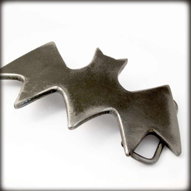 Bat Belt Buckle by WATTO Distinctive Metal Wear- Handmade Distressed Metal  Belt Buckle