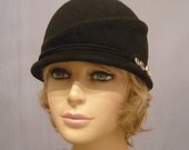 Kelsey, felt newsboy cap, black