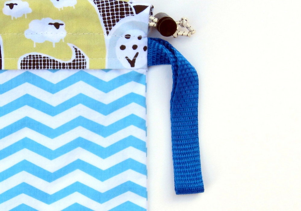 Organic Baby Carrier Stuff Sack - Fits the ERGOBaby, Boba, TULA, Kinderpack, Moby and More - Organic Blue Chevron