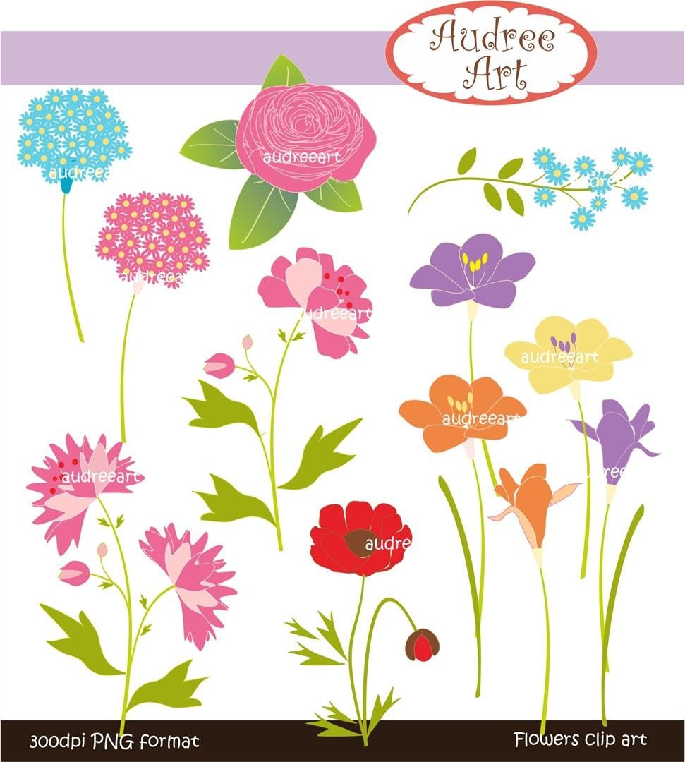 Clip art flowers, flower clip art ,  instant download clip art